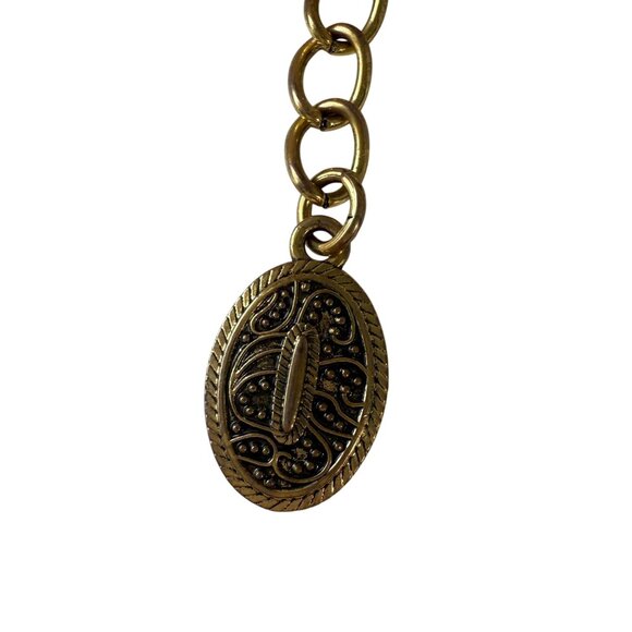 Vintage Oval Carved Concho Western Cowgirl Waist Chain Belt Womens Gold Ethnic - Picture 7 of 11